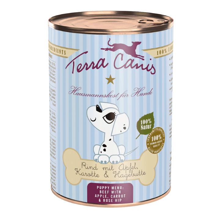 Terra Canis Hunde-Nassfutter Welpe Rind mit Apfel, Karotte